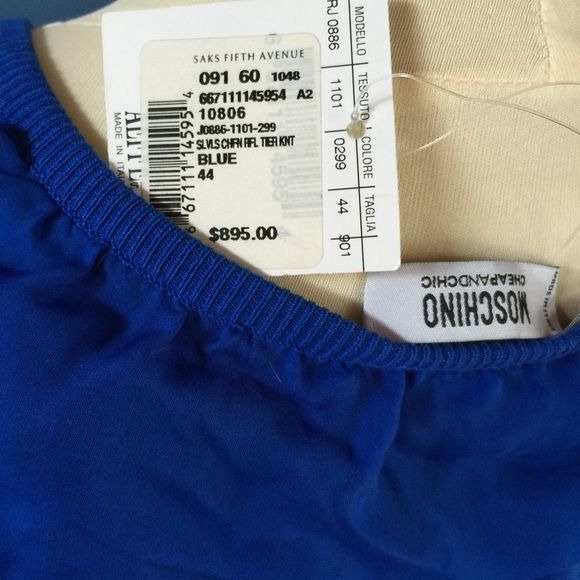 Moschino Cheap and Chic Blue SL Ruffle Top 10 NWT - Picture 4 of 4
